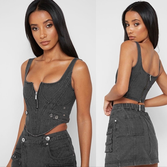 maniere de voir Tops - Maniere De Voir Denim Corset Top